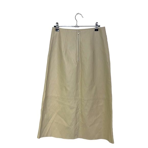 Mijeong Park Cream Faux Leather Midi Skirt Middle Slit XS - Picture 4 of 9